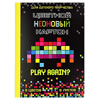 Картон цв, А4 8л. 8цв. "ЦИФРОВАЯ АТАКА" неоновый в папке  60403