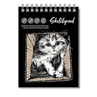 Скетчпад 98*128 КОТИК 30л. черная бумага 120 г/м2, арт. 62441