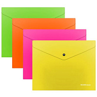 Папка на кнопке А5+  Glossy Neon ассорти, пластик 0,18мм полупрозр.   50305 1/12