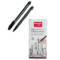 Ручка капиллярная ArtCoCo ЧЕРНАЯ 0,1мм арт.8050-0,1  1/12
