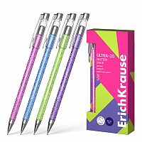 Ручка шариковая Ultra-20 Stick Glitter синяя 0,7мм,  игольч.н.   ЕК61032    1/12