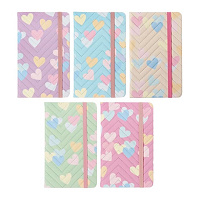 Бизнес-блокнот А6 80л 7БЦ  на резинке PASTEL HEART клетка ассорти  М-9291