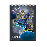 Блокнот А7 40л  гребень "КОСМОС" клетка   64397