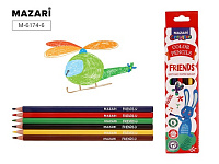 Карандаши 6цв пластик.FRIENDS,трехгран.   М-6174-6  1/24