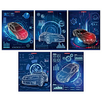 Тетрадь 96 л "Эскиз авто"  клетка  лак   14149/5  1/30