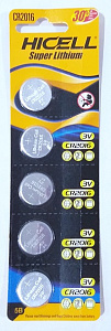 Батарейка   круглая CR2016.3V Super Lithium HICELLl      1/5