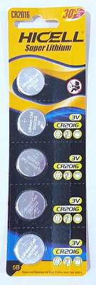 Батарейка   круглая CR2016.3V Super Lithium HICELLl      1/5