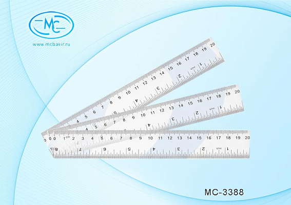 Линейка 20см, прозрачная, пластиковая МС-3388  1/24