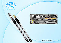 Ручка масляная  "Piano GOLD" ЧЕРНАЯ наконечник золотистого цвета,    1/12