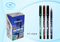 Ручка масляная  "Piano PURE" рисунок-капли  1мм   PT-1153-B/син./ 1/50