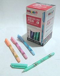 Ручка шар. на масл.основе пластиковый цветной пластик. к.с серебристым рис   0,7мм Синяя  асс.   JH-922 1/50