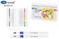 Фломастеры акварельные 36цв.  "Кошки"  с мягк.кистью в пластик.боксе   МС-6421-36
