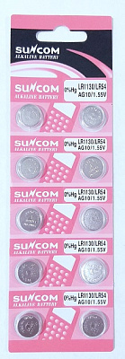 Батарейка часоваяAlkalinSuNcom AG10-10B1.55v арт.LR1130/LR54