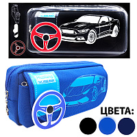 Пенал-косметичка Mustang 210*90*70мм+карманы цв.асс.  К-08219