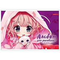 Альбом 20 л "Девочка с котиком" /А-4 на скрепке   14421   1/40
