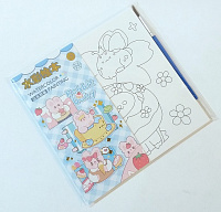 Раскраска CUTE ANIME 20л+2л. с красками,кисточка 15*15см арт.2321