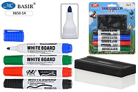 Маркеры для доски в наборе 4цв+губка  8858-5А