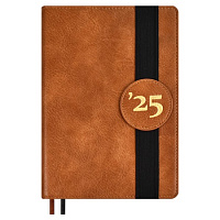 2025г. Ежедневник  А5 дат. 7БЦ ШЕВРЕТ КОРИЧНЕВЫЙ 176л. фольга    66975