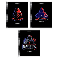 Тетрадь 96л А5 гребень "Hacker" клетка лак 14621/3    1/12/36
