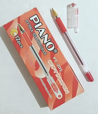 Ручка масляная  "Piano GOLD" КРАСНАЯ наконечник золотистого цвета,    1/12