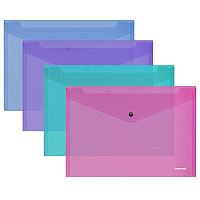 Папка на кнопке А5+  Glossy Vivid ассорти, пластик 0,18мм полупрозр.   47121   1/12
