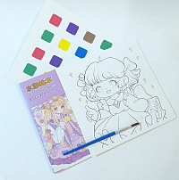 Раскраска ANIME 20л+2л. с красками,кисточка 15*15см арт.2320