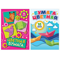 Бумага цв, А4 16л. 16цв.(2 мет)   Кораблики, Зверята   13856/2  1/30