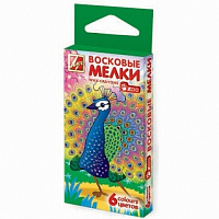 Восковые мелки, 6цв., 8мм, "Зоо" карт.к.  12С864-08  1/112